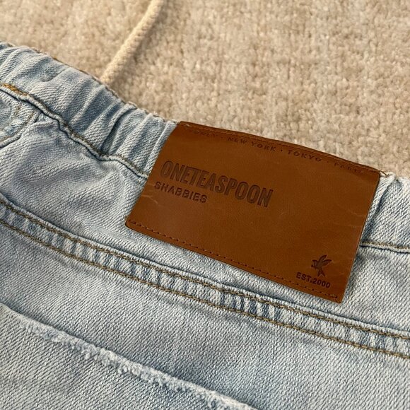 Revolve One Teaspoon Shabbies Blue Ripped Boyfriend Cropped Jeans S - Picture 10 of 11